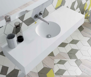 Lavabo encimera Solid Surface cubeta redonda Pisa.