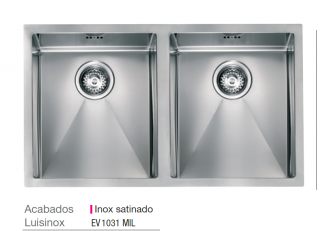 Fregadero Inox 2 cubetas. Radio 10 Luisina