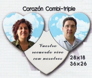 FOTO PORCELANA FORMA CORAZON COMBI- TRIPLE 