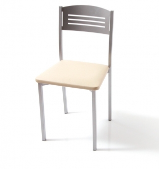 Silla de cocina Gala, estructura metálica y asiento polipiel