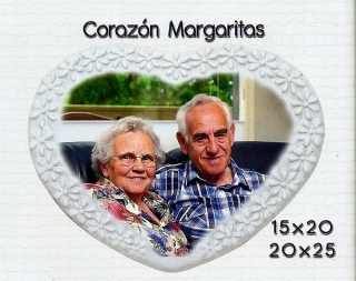 FOTO PORCELANA FORMA CORAZÓN MARGARITAS