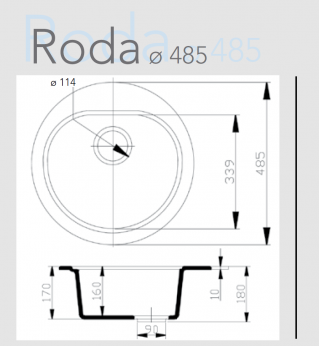 FREGADERO SOBRE ENCIMERA 1 CUBETA RODA URDAPLAST