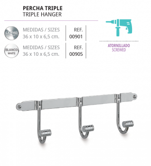 PERCHA TRIPLE DE BAÑO  - BELTRAN 00901