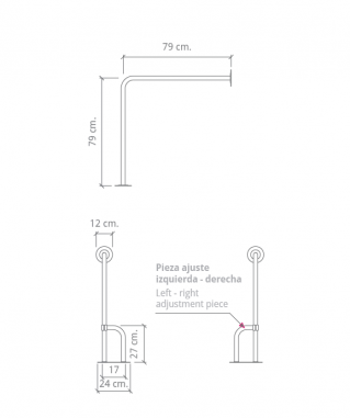 BELTRAN ASIDERO CON APOYO AUXILIAR DE FIJACIÓN EN SUELO Y PARA PARED PARA INODORO PATA AJUSTABLE A IZQUIERDA Y DERECHA INOX 18/10