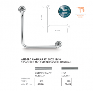 ASA DE BAÑO ANGULAR 90º INOX 18/10 . BELTRAN