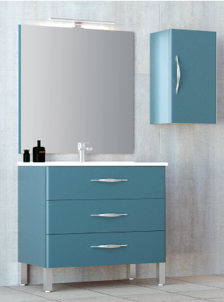 Mueble de baño 3 cajones con patas Tecia. en Azul lago Mate