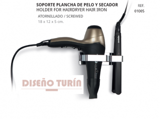 SOPORTE PLANCHA DE PELO  Y SECADOR MODELO TURIN DE BELTRAL