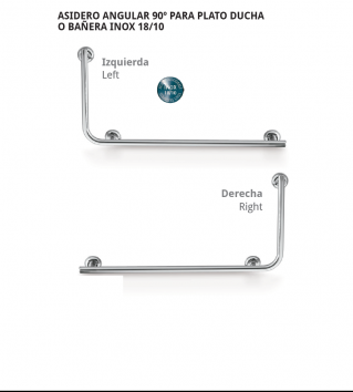 BELTRAN ASIDERO ANGULAR A 90º PLATO DE  DUCHA O BANERA  INOX 18/10 02920 O 02930