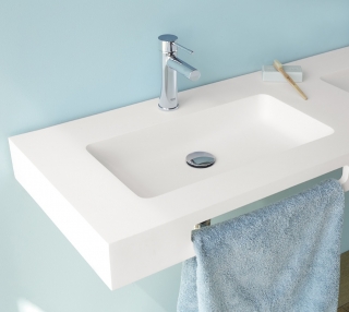 SANYCCES LAVABO SUSPENDIDO DE UN SENO SOLID SURFACE CARDIFF MURO 