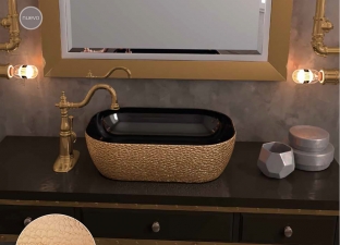 LAVABO  DE CERÁMICA  SOBRE ENCIMERA  NALON ORO  - DECORATIVO   ARTANDBATH 