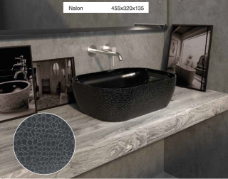 LAVABO  DE CERÁMICA  SOBRE ENCIMERA  NALON PORCELANA NEGRA    ARTANDBATH 