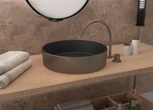 LAVABO DE CERÁMICA SOBRE ENCIMERA OSIRIS NEGRO BRONCE   ARTANDBATH NUEVO