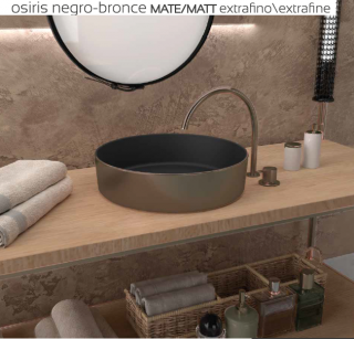 LAVABO DE CERÁMICA SOBRE ENCIMERA OSIRIS NEGRO BRONCE   ARTANDBATH NUEVO