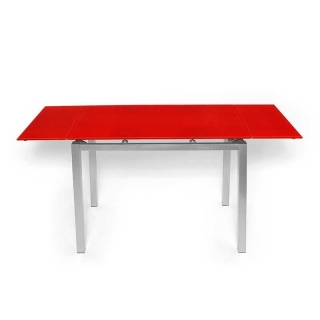 HISPANOHOGAR  MESA DE COCINA DE CRISTAL EXTENSIBLE ROJO 75815