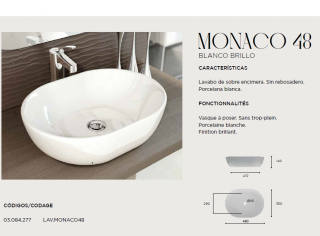 LAVABO BLANCO DE CERÁMICA  SOBRE ENCIMERA MONACO  ARTANDBATH 