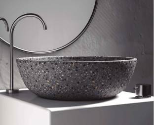 LAVABO DE  SOBRE ENCIMERA DE  TERRAZO GRIS MATE ARTANDBATH