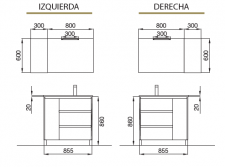 SALGAR MUEBLE DE BAÑO ARENYS 3 CAJONES 1 PUERTA