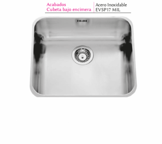 FREGADERO DE ACERO INOXIDABLE BAJO LUISINA CLÁSICA EVSP17MIL - 525X 425 mm -1 CUBETA