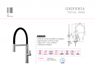 .GRIFO DE COCINA EXTRAIBLE  LUISINA RC311DO 055 NOVEDAD