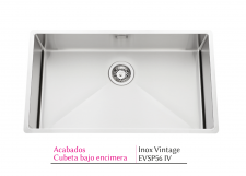 .FREGADERO DE ACERO INOXIDABLE BAJO ENCIMERA MODELO VIBRATO VINTAGE EVSP56 IV - 770 x 450 mm NOVEDAD