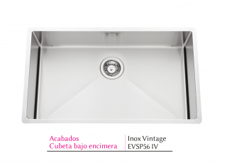 FREGADERO DE ACERO INOXIDABLE BAJO ENCIMERA MODELO VIBRATO VINTAGE EVSP56 IV - 770 x 450 mm NOVEDAD