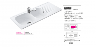 FREGADERO DE CERÁMICA LUISINA TARGA  EV675201 - 1120 x 510 mm