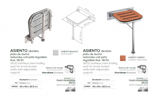 ASIENTO ABATIBLE CON PATA PARA DUCHA  MOD. 304 BELTRAN