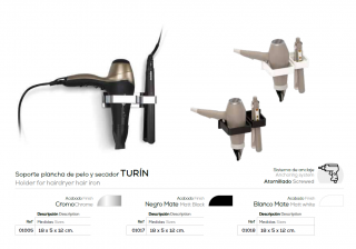 SOPORTE PLANCHA DE PELO  Y SECADOR MODELO TURIN DE BELTRAL