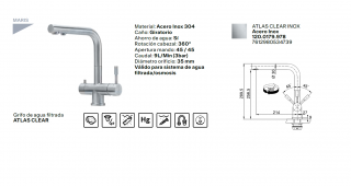 grifo cocina atlas clear water inox franke 
