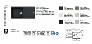 Fregadero Franke una cubeta con escurridor Urban UBG-611-100 