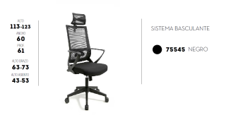 SILLA DE OFICINA NEGRA RESPALDO ALTO NEW CITY 75545 HISPANOHOGAR 