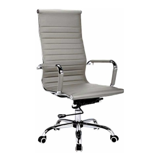  SILLA DE OFICINA PIEL SINTÉTICA GRIS EXECUTIVE RESPALDO ALTO 75573 HISPANOHOGAR 