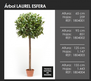 Planta de laurel artificial con tronco natural y con macetero básico Esfera Decoplanta