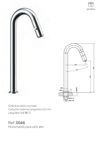 Grifo de lavabo con mezclador monomando IOS-5 cromo GME 3046