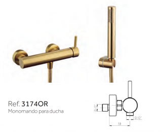 MONOMANDO PARA DUCHA SIRIO ORO GME 3174OR