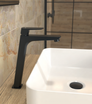 GRIFO MONOMANDO DE LAVABO ALTO MODELO MARRIOT NEGRO GME 3154NG