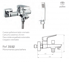 GRIFO MONOMANDO DE BAÑERA MODELO MARRIOT  GME 3152