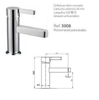 GRIFO DE LAVABO SERIE FUSSION 3008 GME