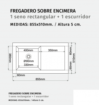 FREGADERO SOBRE ENCIMERA  MODELO TEMIS SYAN NOVEDAD