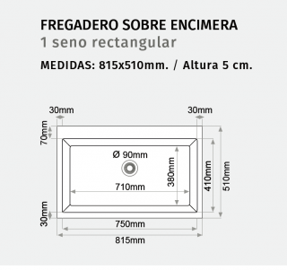 FREGADERO SOBRE ENCIMERA MODELO LAIMA SYAN NOVEDAD