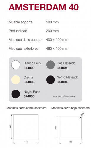 FREGADERO MODELO AMSTERDAM 40 SOLFLESS